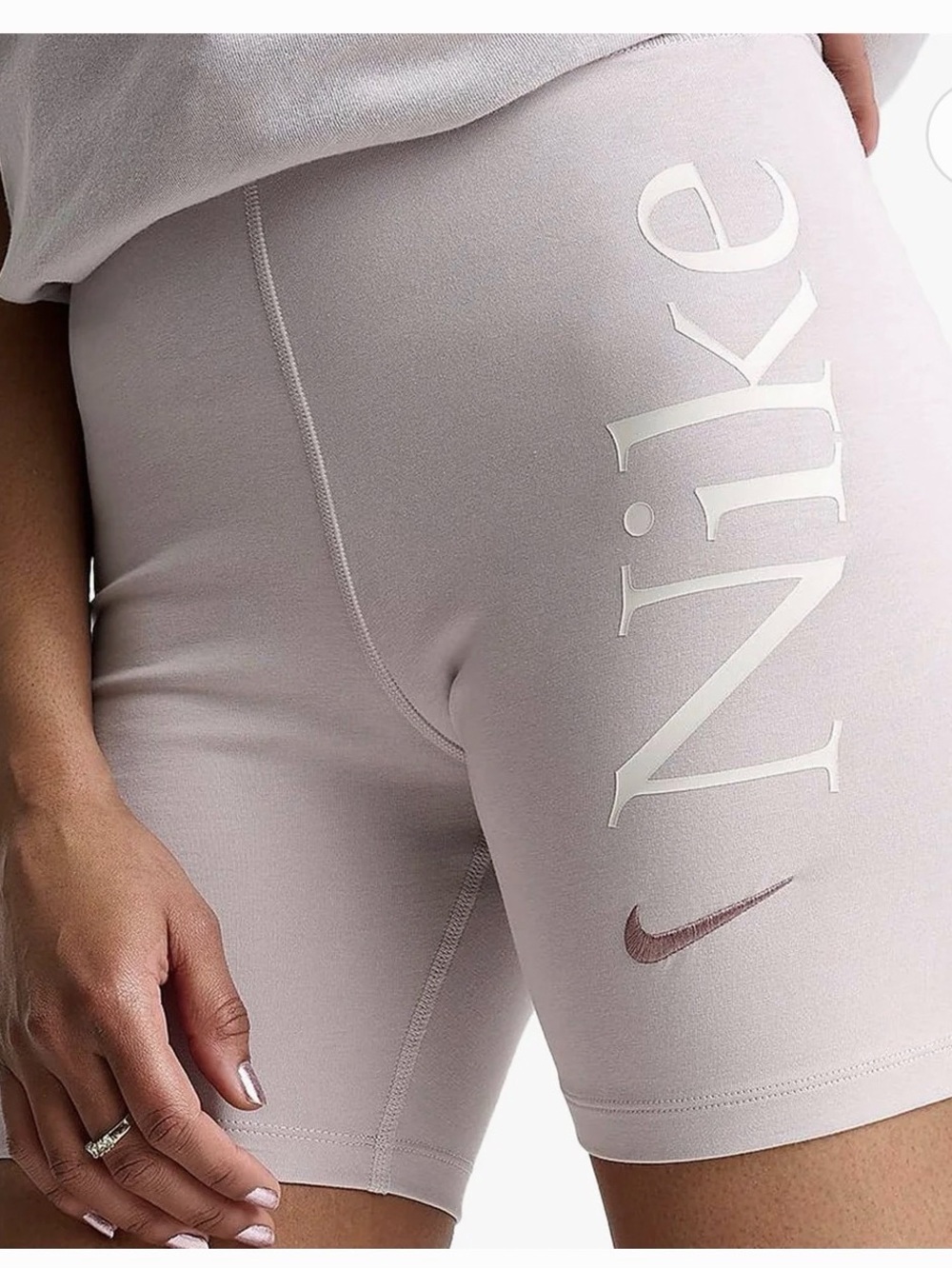 Nike Light Mauve High-Rise Bike Shorts with Side Logo